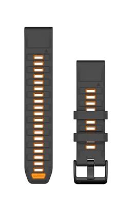 Garmin QuickFit, 20mm zwart/kiezelgrijze siliconen band, Grafiet/SparkOrange, 26mm, Modern