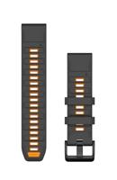 Garmin QuickFit, 20mm zwart/kiezelgrijze siliconen band, Grafiet/SparkOrange, 26mm, Modern - thumbnail
