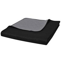 VidaXL Bedsprei gewatteerd dubbelzijdig 170x210 cm zwart/grijs - thumbnail