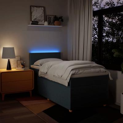 Boxspring met matras stof blauw 80x200 cm