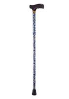 Opvouwbare wandelstok | Gebloemd | Blauw | Lengte 74 - 84 cm | Houten handvat | PR30120-BPS - thumbnail