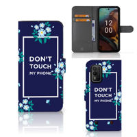 Nokia XR21 Portemonnee Hoesje Flowers Blue DTMP - thumbnail