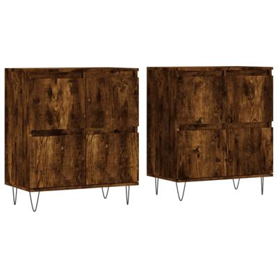 Dressoirs 2 st bewerkt hout gerookt eikenkleurig