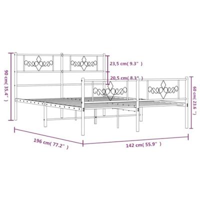 Bedframe met hoofd- en voeteneinde metaal wit 135x190 cm