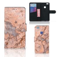 Huawei P10 Lite | Bookcase | Marmer Oranje | Portemonnee hoesje - thumbnail