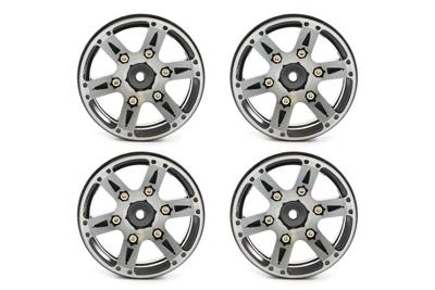 Fastrax 1.9" Heavyweight Split 6-Spoke Aluminium Beadloc Wheels (4pcs) - Zwart