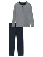 Schiesser Pyjama jeans blauw met knoopjes - thumbnail