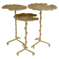 Wants&Needs Accessoires Bijzettafel Leaf Metaal Goud 40.5 X 40.5 X 61 S/3 - thumbnail