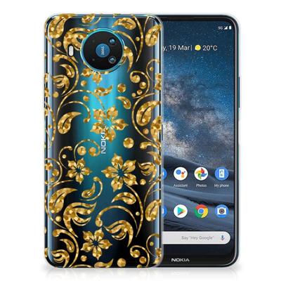 Nokia 8.3 | TPU Case | Gouden Bloemen Nokia 8.3 | TPU Case | Gouden Bloemen