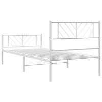 Bedframe met hoofd- en voeteneinde metaal wit 107x203 cm - thumbnail