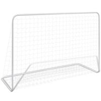 VidaXL Voetbaldoel met net 182x61x122 cm staal wit - thumbnail