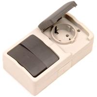 VB Opbouw Dubbele Schakelaar & Stopcontact combinatie Spatwaterdicht - thumbnail