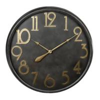 Wandklok metaal zwart/goud dia80,5x10,5 cm. - thumbnail