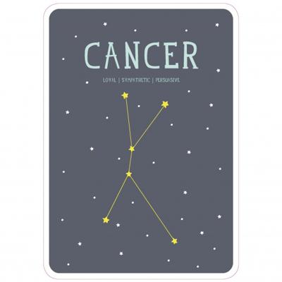 Milestone poster sterrenbeeld Kreeft (ENG) A4 formaat papier grijs/beige