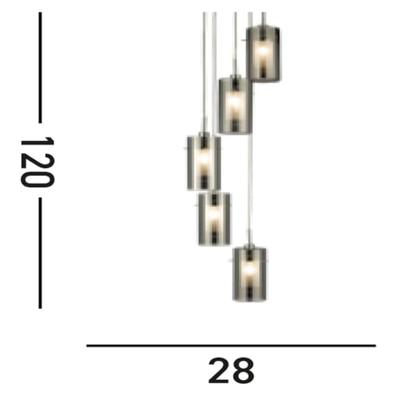 Searchlight Vide hanglampDuo 2 5-lichts - 2305-5SM