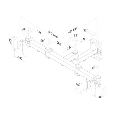 Neomounts FPMA-W960D Monitor-wandbeugel Aantal monteerbare displays: 1 Display(s) 25,4 cm (10) - 68,6 cm (27) Zwart Kantelbaar, Zwenkbaar
