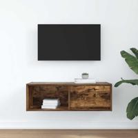 Tv-meubel 80x31x25,5 cm bewerkt hout gerookt eikenkleurig - thumbnail