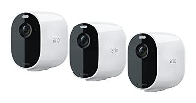 Arlo Essential draadloze WiFi-beveiligingscamera voor buiten, 1080p HD, 130˚ kleurennachtzicht, sirene, bewegingsdetectie, 2-weg audio, 6 mnd batterij, incl. proefp. Arlo Secure, 3 cam, wit