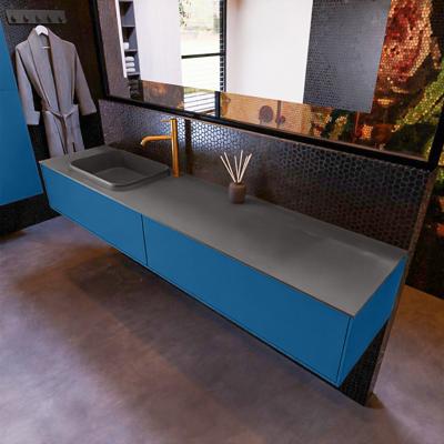 Badkamermeubelset Mondiaz Erin 200 cm met 2 Lades met RIDGE Wastafel Links Dark grey met 1 kraangat Greeploos Mat Jeans Badkamermeubelset Mondiaz Erin 200 cm met 2 Lades met RIDGE Wastafel Links Dark grey met 1 kraangat Greeploos Mat Jeans