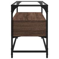 Tv-meubel met glazen blad 98x35x51 cm hout bruin eikenkleurig - thumbnail