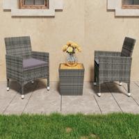3-delige Bistroset poly rattan en acaciahout grijs - thumbnail