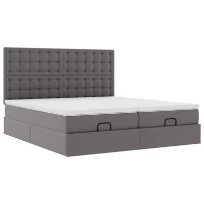 Ottoman bed met matrassen 180x200cm kunstleer grijs