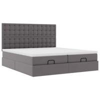 Ottoman bed met matrassen 180x200cm kunstleer grijs - thumbnail