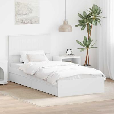 Bedframe met lade met hoofdeinde Wit 90 x 190 cm Bewerkt hout