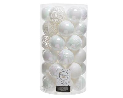 kerstbal plc mix d6cm wit/iris 37st - Decoris