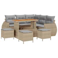 Tuinbankenset 9 pcs Beige poly rattan - thumbnail