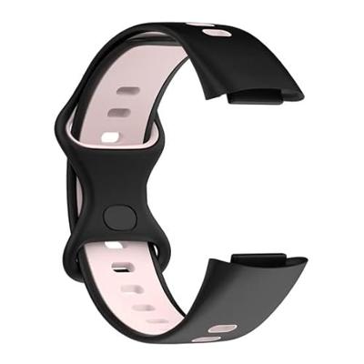 FitBit Charge 5 & 6 Sportbandje met dubbele lus - Zwart / roze - Tweekleurig - Maat: L FitBit Charge 5 & 6 Sportbandje met dubbele lus - Zwart / roze - Tweekleurig - Maat: L