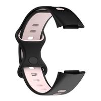 FitBit Charge 5 & 6 Sportbandje met dubbele lus - Zwart / roze - Tweekleurig - Maat: L - thumbnail