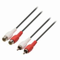 Stereo-Audiokabel | 2x RCA Male - 2x RCA Female | 5,0 m | Zwart - thumbnail