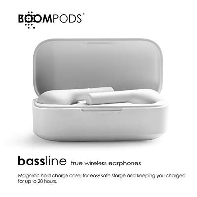Boompods Bassline TRUE Draadloze Oordopjes - Bluetooth In-Ear Hoofdtelefoon, Water/Zweetbestendig, Compacte Reizen Opladen Case, Instant Connection, TWS (Wit) BTWSWH