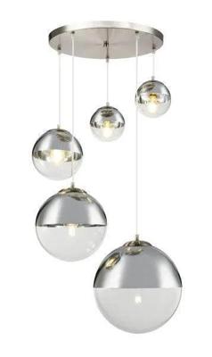 Hanglamp glazen bollen 5x &apos;Varus&apos; nikkel mat - transparant glas