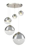 Hanglamp glazen bollen 5x &apos;Varus&apos; nikkel mat - transparant glas - thumbnail