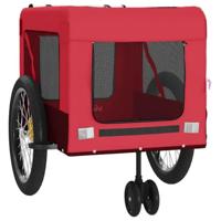 Hondenfietstrailer oxford stof en ijzer rood en zwart - thumbnail