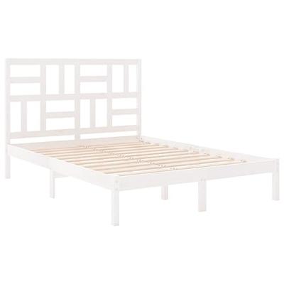 Bedframe massief hout wit 150x200 cm