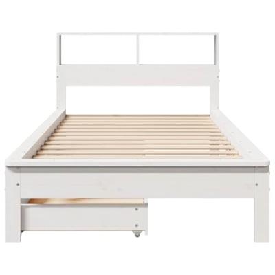 Bed met boekenkast zonder matras grenenhout wit 75x190 cm