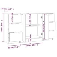 Dressoirs 3 st bewerkt hout grijs sonoma eikenkleurig - thumbnail