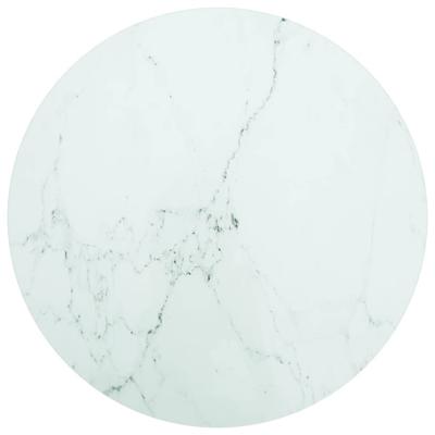 VidaXL Tafelblad ø60x0,8 cm gehard glas met marmeren design wit