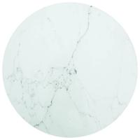 VidaXL Tafelblad ø60x0,8 cm gehard glas met marmeren design wit - thumbnail