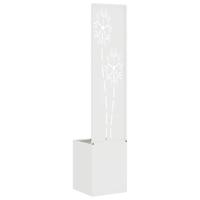 VidaXL Tuin privacy screen bloemen wit 32 x 140 cm koudgewalst staal - thumbnail