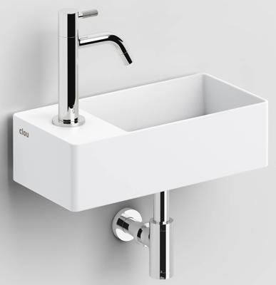 Clou New Flush 3 fontein 35x18cm inclusief afvoerplug voorbewerking voor kraangat links Wit mat CL/03.13432