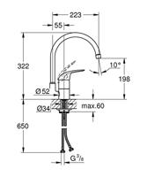 Grohe Euroeco keukenkraan met hoge C-uitloop chroom - thumbnail