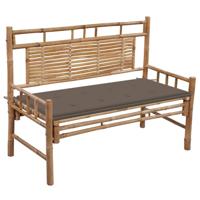 VidaXL Tuinbank met kussen 120 cm bamboe - thumbnail