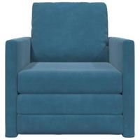 Vloerslaapbank met kussen Blauw 74 x 77 x 81 cm Fluweel - thumbnail