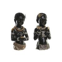 Decoratieve figuren DKD Home Decor 20,5 x 18 x 35 cm Zwart Koloniaal Afrikaanse (2 Stuks) - thumbnail