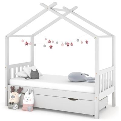 Kinderbedframe met lade massief grenenhout wit 80x160 cm Kinderbedframe met lade massief grenenhout wit 80x160 cm