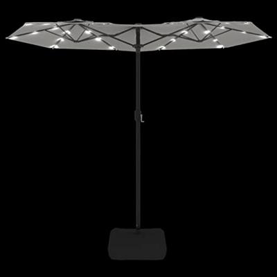 Parasol dubbel dak met LED 316x240 cm zandwit